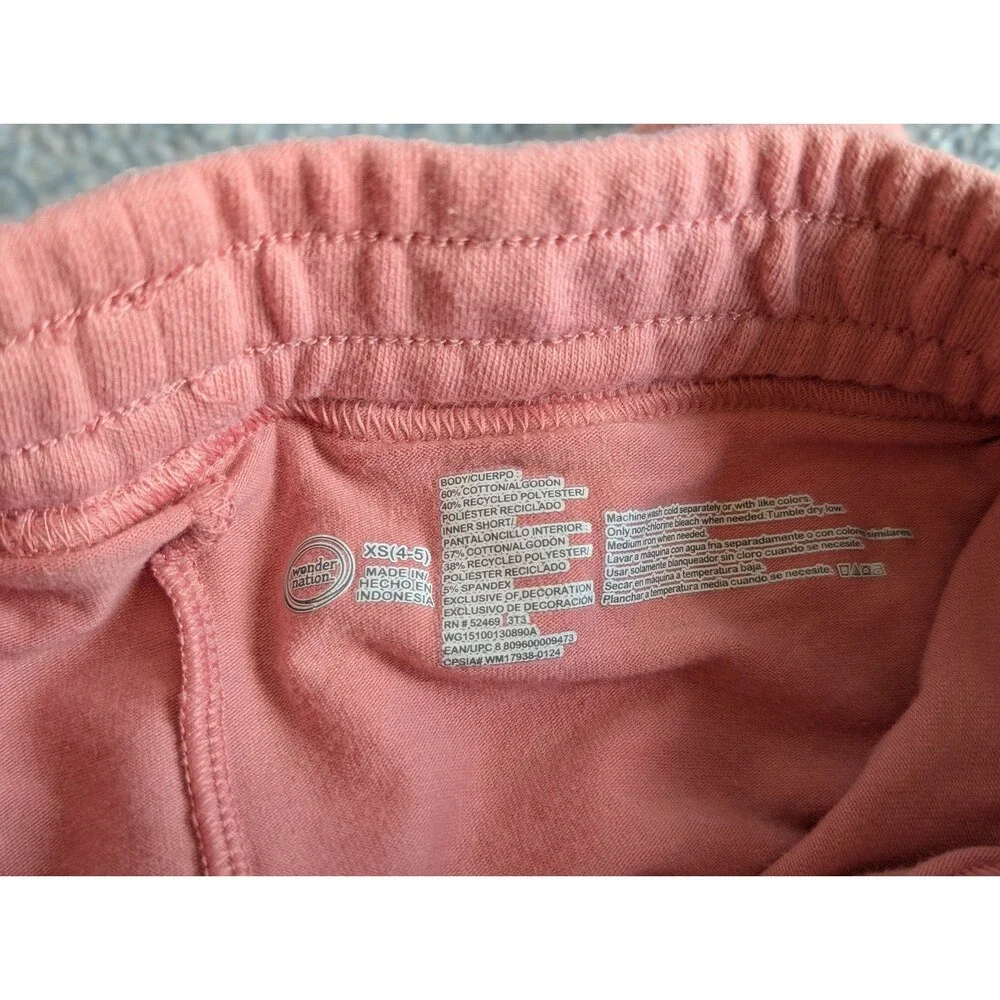 Wonder Nation Girls Size XS 4/5 Coral Pink Knit Built In Shorts Skirt Skort